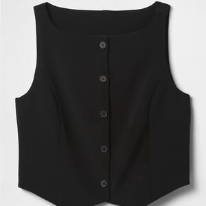 GAP Black BiStretch Boatneck Crop Vest Size S NWT